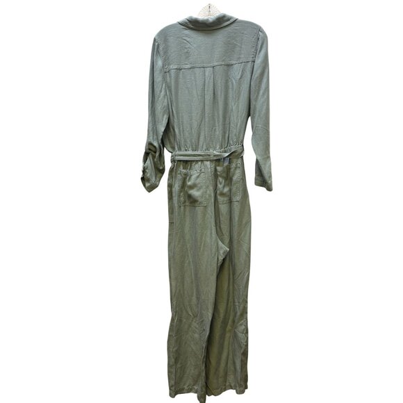 NWT Soft Surroundings Green Button-Up Belted Jumpsuit 14P - Picture 2 of 6